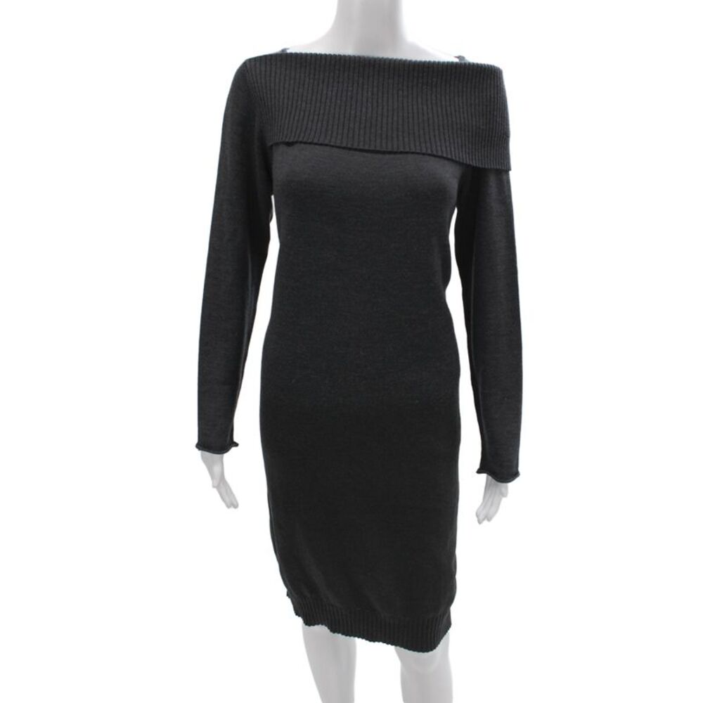 Pier Antonio Gaspari Womens Gray Sweater Dress Wool Off Shoulder Size M